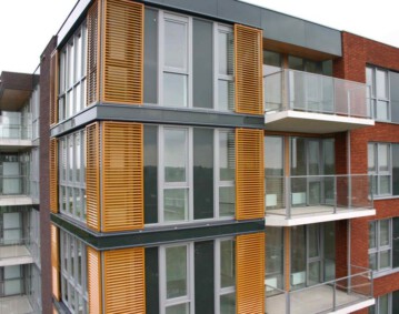 aluminium external shutters on bulding