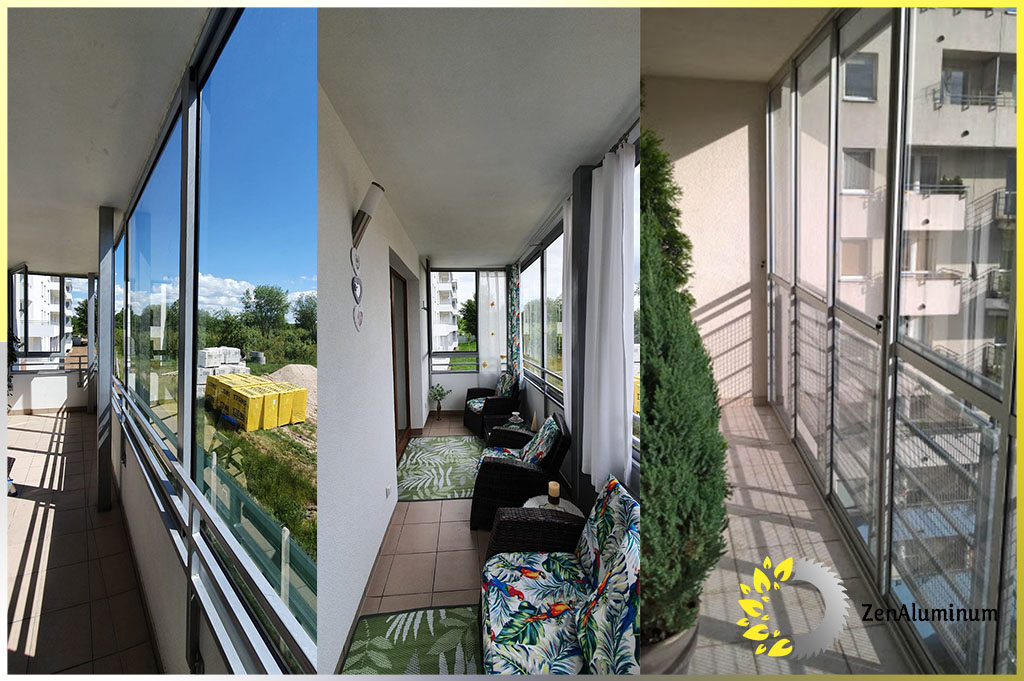 tre realiseringar av balkong- och terrassstrukturer